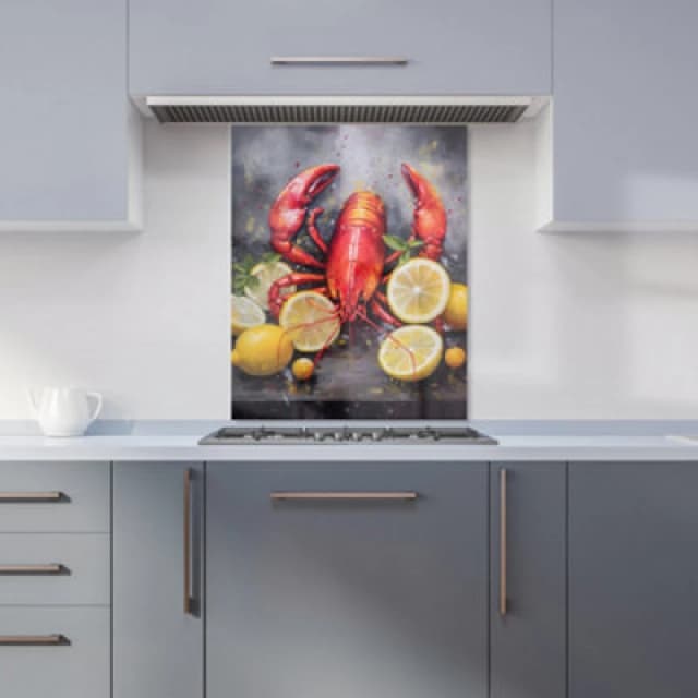 Warren Reed Designer Lobster And Lemons Kitchen Splashback