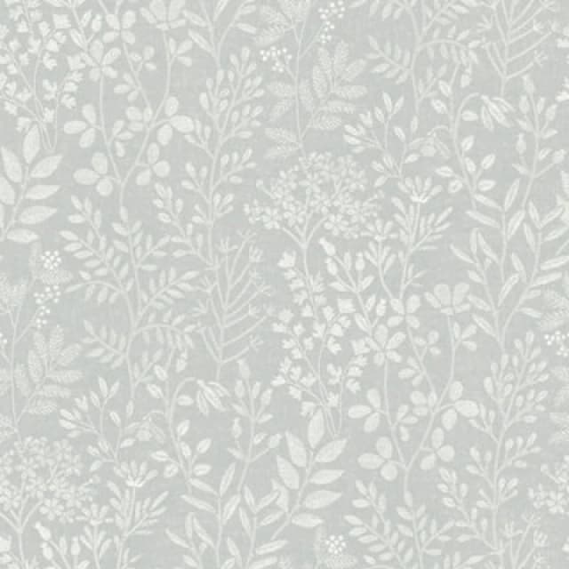 Grandeco Embroidery Stitched Organic Foliage Trail Wallpaper, Blue