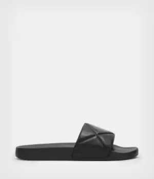 AllSaints Womens Bell Leather Sliders, Black, Size: UK 5/US 8/EU 38