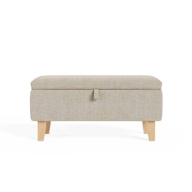 Kabinet UK Linen Upholstered Storage Ottoman Footstool Brown unisex One size