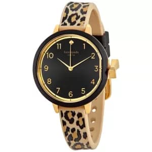 Kate Spade New York Womens Park Row Three-Hand Leopard Print Silicone Watch - Multi