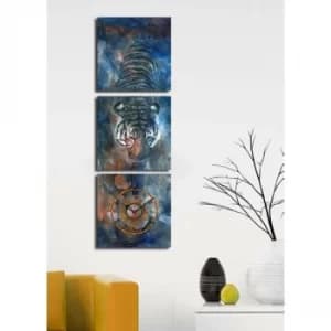 3P2828CS-2 Multicolor Decorative Canvas Wall Clock (3 Pieces)