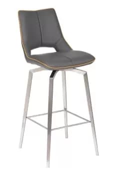Graphite Grey Faux Leather Designer Swivel Bar Chair