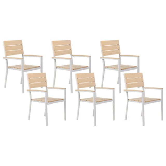 Beliani Set Of 6 Garden Chairs Como Beige