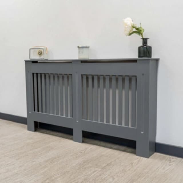 Jack Stonehouse Vertical Slat Grey Mdf Wooden Radiator Cover - Large - 152Cm (W) X 81.5Cm (H) X 19Cm (D)