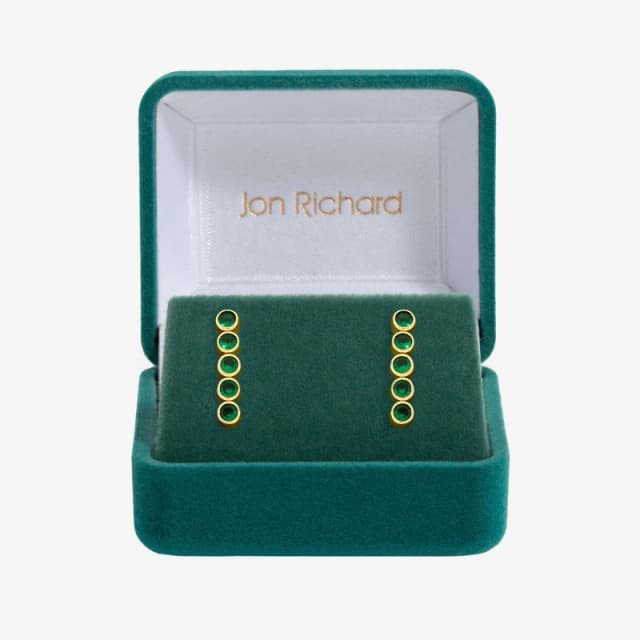 Jon Richard Womens 14K Gold Plated & Emerald Cubic Zirconia Tennis Earrings - Gift Box Gold Female One Size
