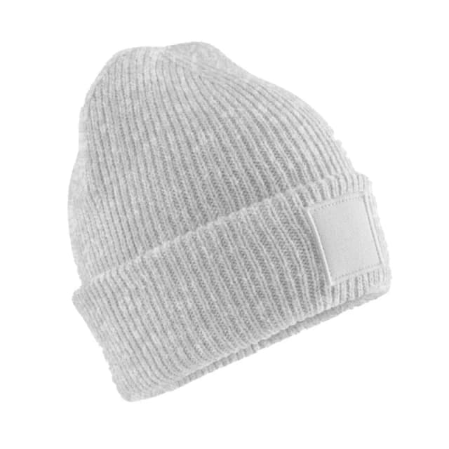 Beechfield Tonal Patch Cuffed Beanie in Grey Grey Unisex One Size