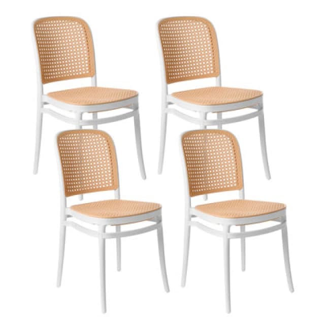 Beliani Set Of 4 Garden Chairs Plose White/ Beige