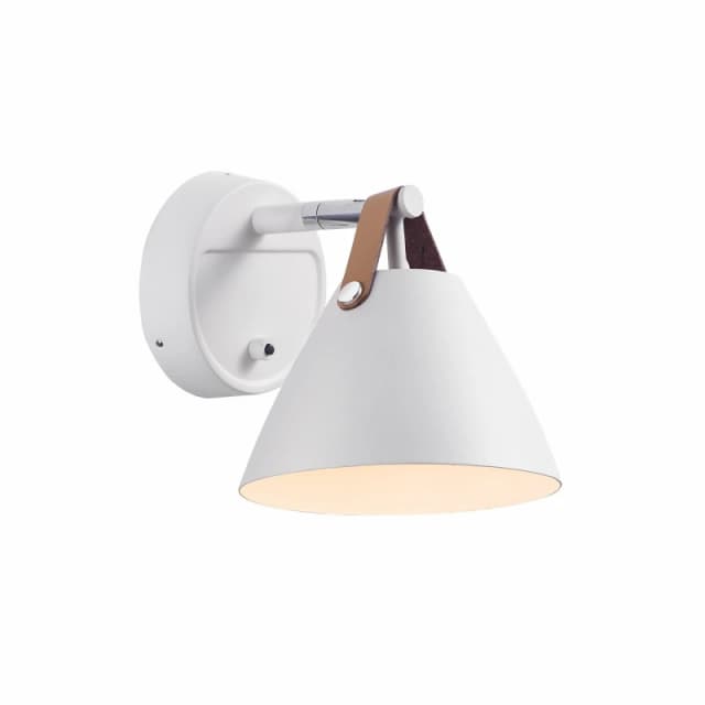 Nordlux Strap Indoor Wall Light White Metal Sensor GU10 Brown & Black Strap - Plug In or Mains Powered, IP20 White Unisex
