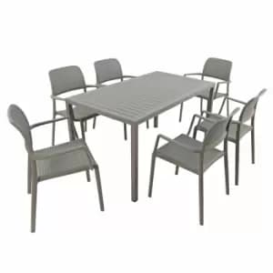 Nardi Cube Dining Table With 6 Bora Chair Set Turtle Dove