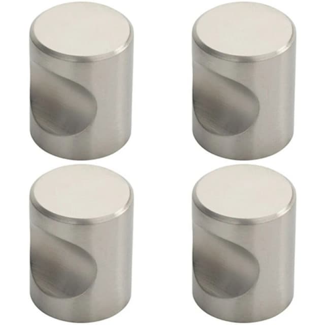 Loops 4x Cylindrical Cupboard Door Knob 25mm Diameter Stainless Steel Cabinet Handle Metallics unisex