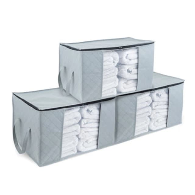 LIVIVO Large Bedding & Clothes Storage Bag - Set of 3 Grey unisex