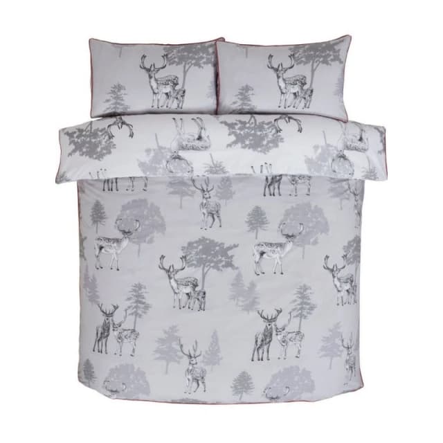 Rapport Sherwood Stag Duvet Cover Set in Grey Size: Single Grey Unisex Single