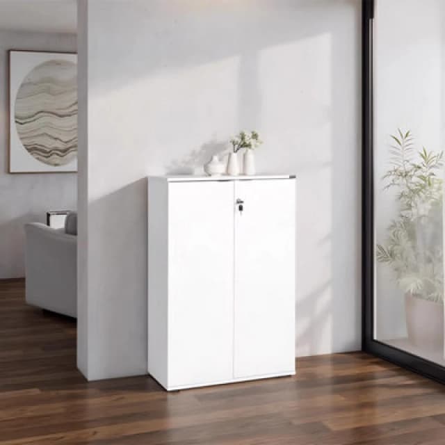 FWStyle FWStyle 2 Door Lockable Office Storage Cabinet White White One Size Unisex 5056413130945