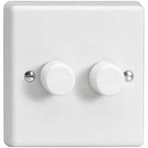 Varilight V-Pro 2x250W 2 Gang 2 Way Dimmer Switch - White - JQP252W