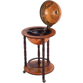 Globe Drink Cabinet Mini Bar Movable Double Deck Wine Trolley W/ 3 Wheels - Homcom