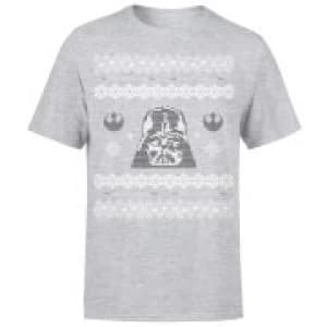 Star Wars Christmas Darth Vader Face Grey T-Shirt - L