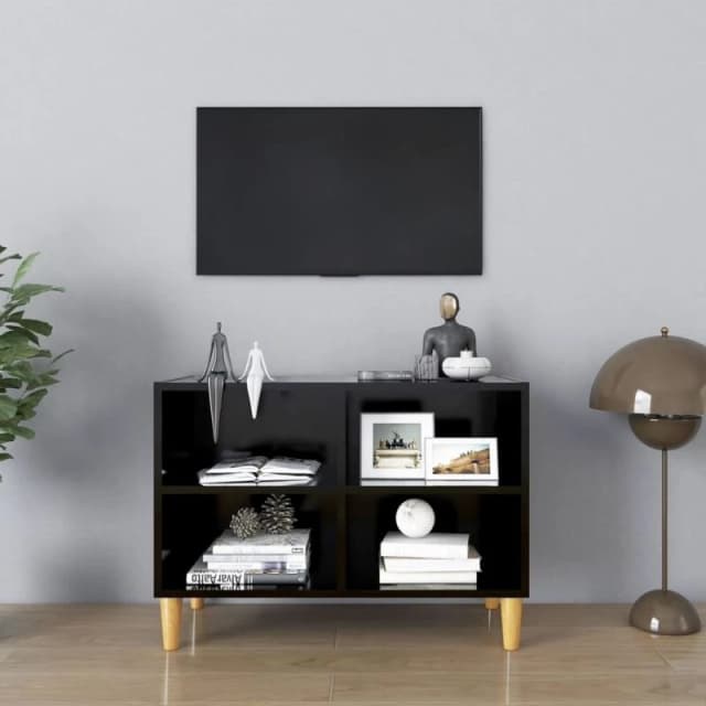 VIDAXL Vidaxl - tv Cabinet with Solid Wood Legs Black 69.5x30x50cm 8720286357330