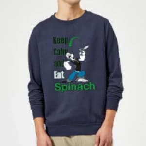 Popeye Keep Calm And Eat Spinach Sweatshirt - Navy - 3XL