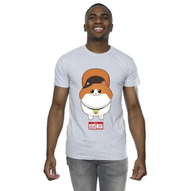Disney Men Big Hero 6 Baymax Kitten Face T-Shirt in Grey Size: Small Grey S Male 5059934824928