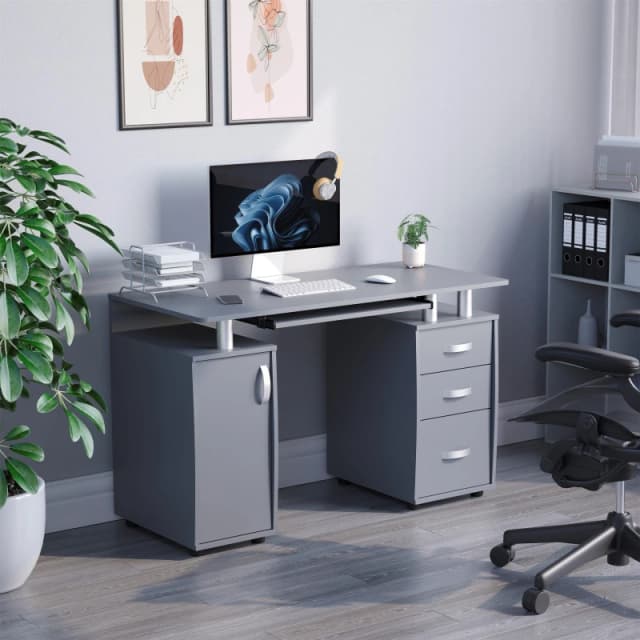 Lassic Vida Designs Otley 3 Drawer Computer Desk Grey unisex One Size
