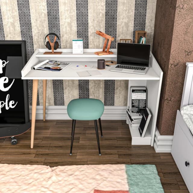Decorotika Vanessa Study Desk in White White Unisex