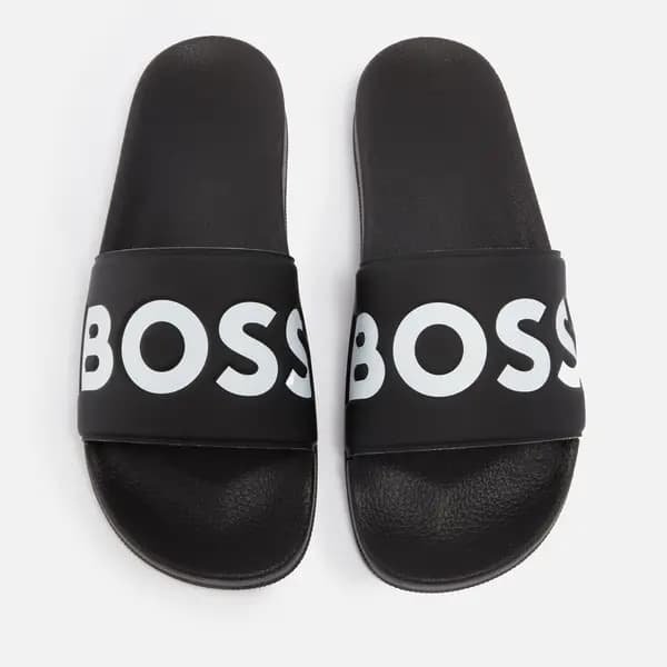 BOSS Aryeh Faux Leather And Rubber Slides - UK 9 Black Sandals male 50505283-002 9