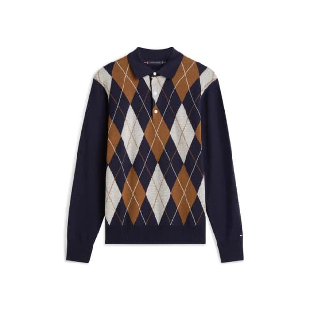 Tommy Hilfiger Tommy Argyle PoloKnt Sn61 Crew Neck Jumpers M Blue 32248118390