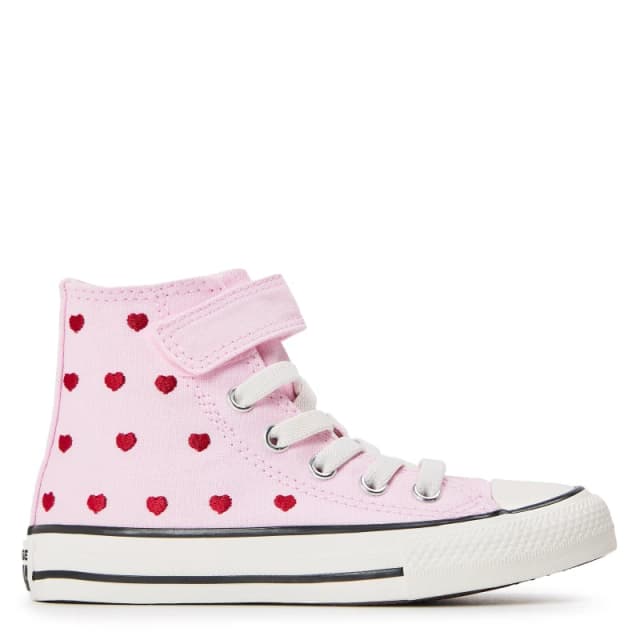 Converse Pink Chucks in Love All Star Hi 1V Girls Junior Trainers Pink UK 12 (EU 30)