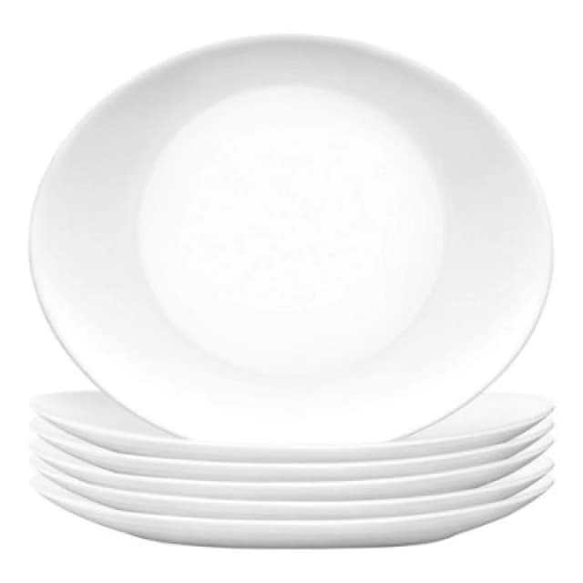 Bormioli Rocco Prometeo Oval Glass Steak Plates 32cm White Pack of 6 White unisex