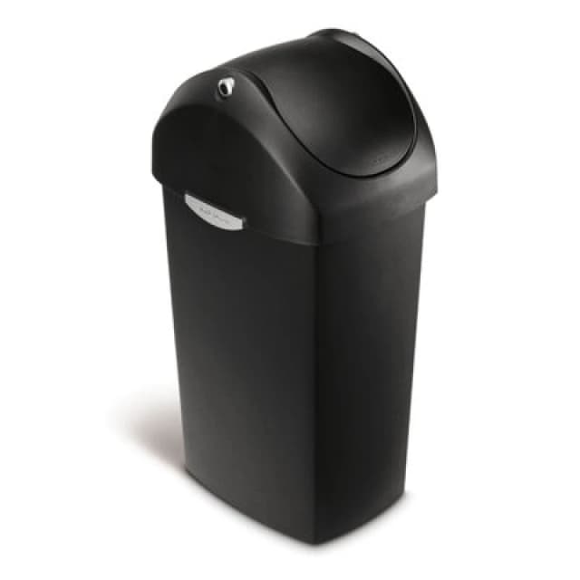 Simplehuman 40L Swing Lid Kitchen Bin, Black Plastic