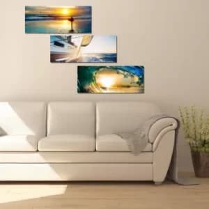 BME010 Multicolor Decorative Framed MDF Painting (3 Pieces)