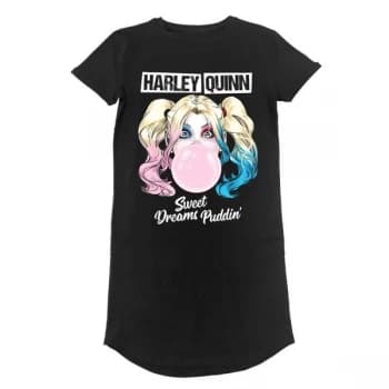 Batman - Harley Quinn Sweet Dreams Puddin Womens Large T-Shirt Dress - Black