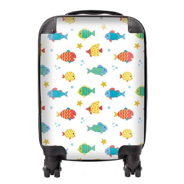 Warren Reed - Designer Swimming Fish Suitcase in Blue Size: Large Blue Unisex Large