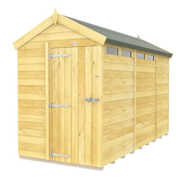 Buttercup Farm 5 x 11 Feet Apex Security Shed - Single Door - L329 x W147 x H217cm in Brown Brown Unisex