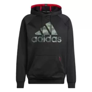 adidas AEROREADY Game and Go Camo Logo Hoodie Mens - Black