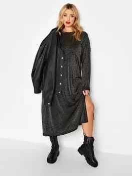 Yours Longline Lurex Knitted Dress - Black, Size 18-20, Women