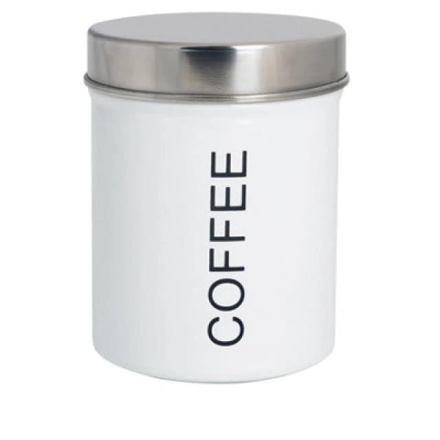 Harbour Housewares Kitchen Coffee Canister - White - Round Metal Storage Caddy Tin Jar