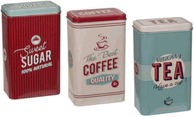 Almineez Retro Set of 3 Stainless Steel Tea Coffee Sugar Jar Canisters Kitchen Multi unisex