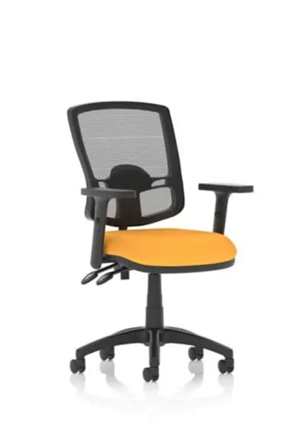 Eclipse Eclipse Plus II Lever Task Operator Chair Mesh Back Deluxe With Bespoke Colour Seat in Senna Yellow With Height Adjustable Arms KCUP1613