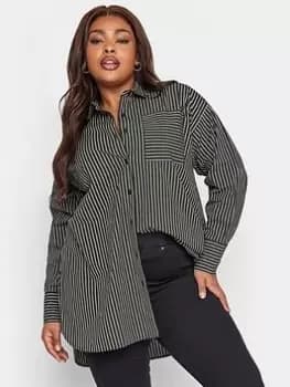Yours Stripe Shirt Mono, Black, Size 18, Women
