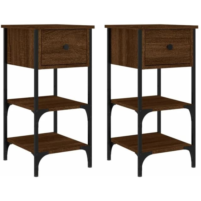 VIDAXL Bedside Cabinets 2 pcs Brown Oak 34x36x70cm Engineered Wood Vidaxl 8720845939410