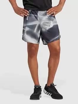 adidas Performance Designed For Training Heat.rdy Hiit Allover Print Shorts, Grey, Size XS, Men