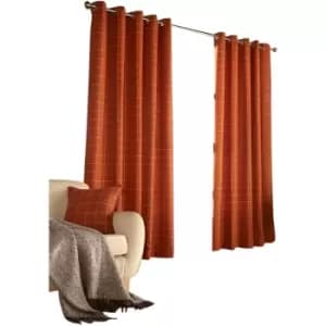 Furn Ellis Ringtop Eyelet Curtains (168 x 183 cm) (Burnt Orange) - Burnt Orange