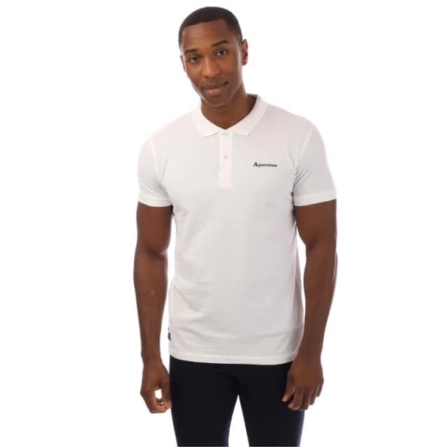 Aquascutum Mens Short-Sleeve Polo White/Navy male Large