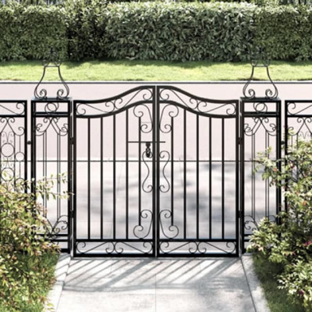 Vidaxl Garden Gate Black 121X8X100 Cm Wrought Iron Garden Gates