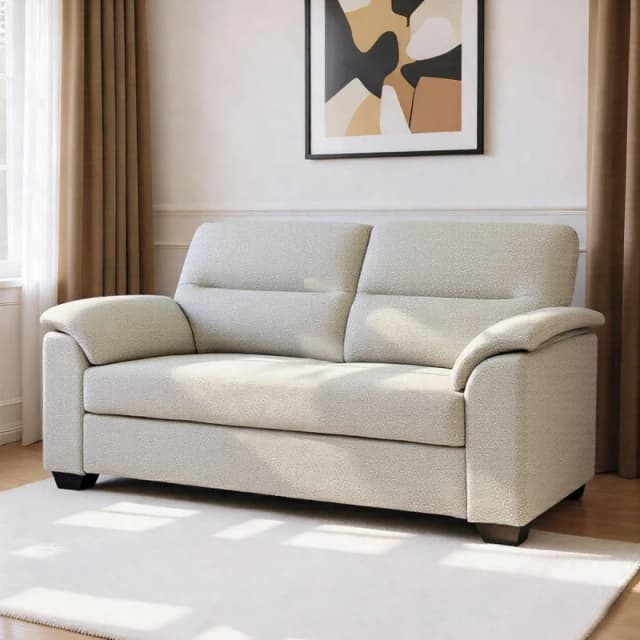 Home Garden Direct Tivoli - 2 Seater Pull out Sofa Bed in Luxury Boucle Woven Fabric in Beige Beige Unisex 2 Seater