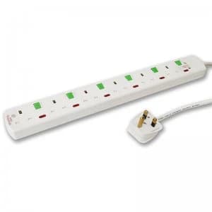 Tacima 6 Way Switched Surge Protector 2M Lead