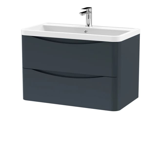 Balterley Wall Hung 2 Drawer Vanity Basin Unit Polymarble Basin Soft Black 800mm Black