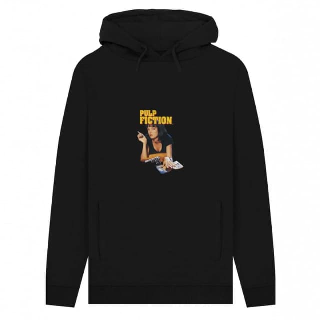 Pulp Fiction Mens Mia Wallace Vintage Hoodie in Black Size: Small Black Male S